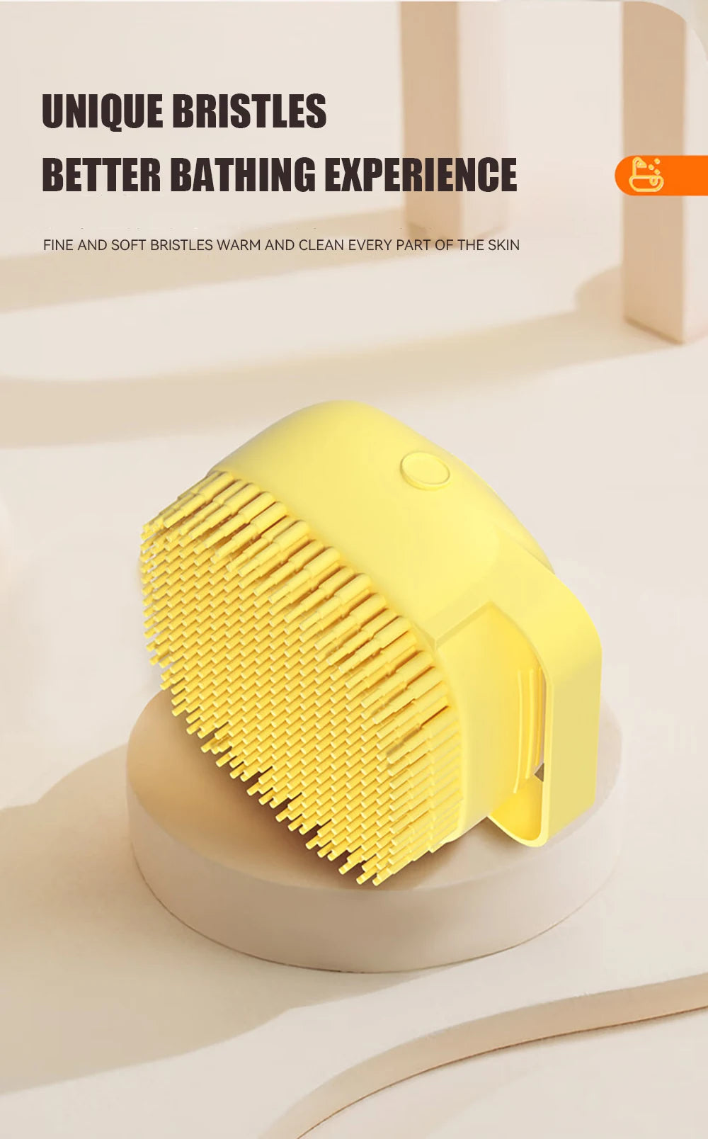 Silicone Pet Bath Brush – For Dogs & Cats with Shampoo Dispenser