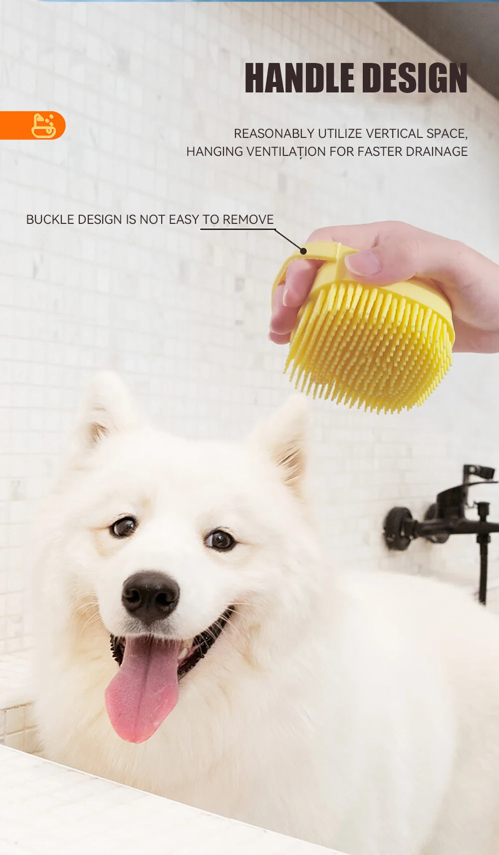 Silicone Pet Bath Brush – For Dogs & Cats with Shampoo Dispenser