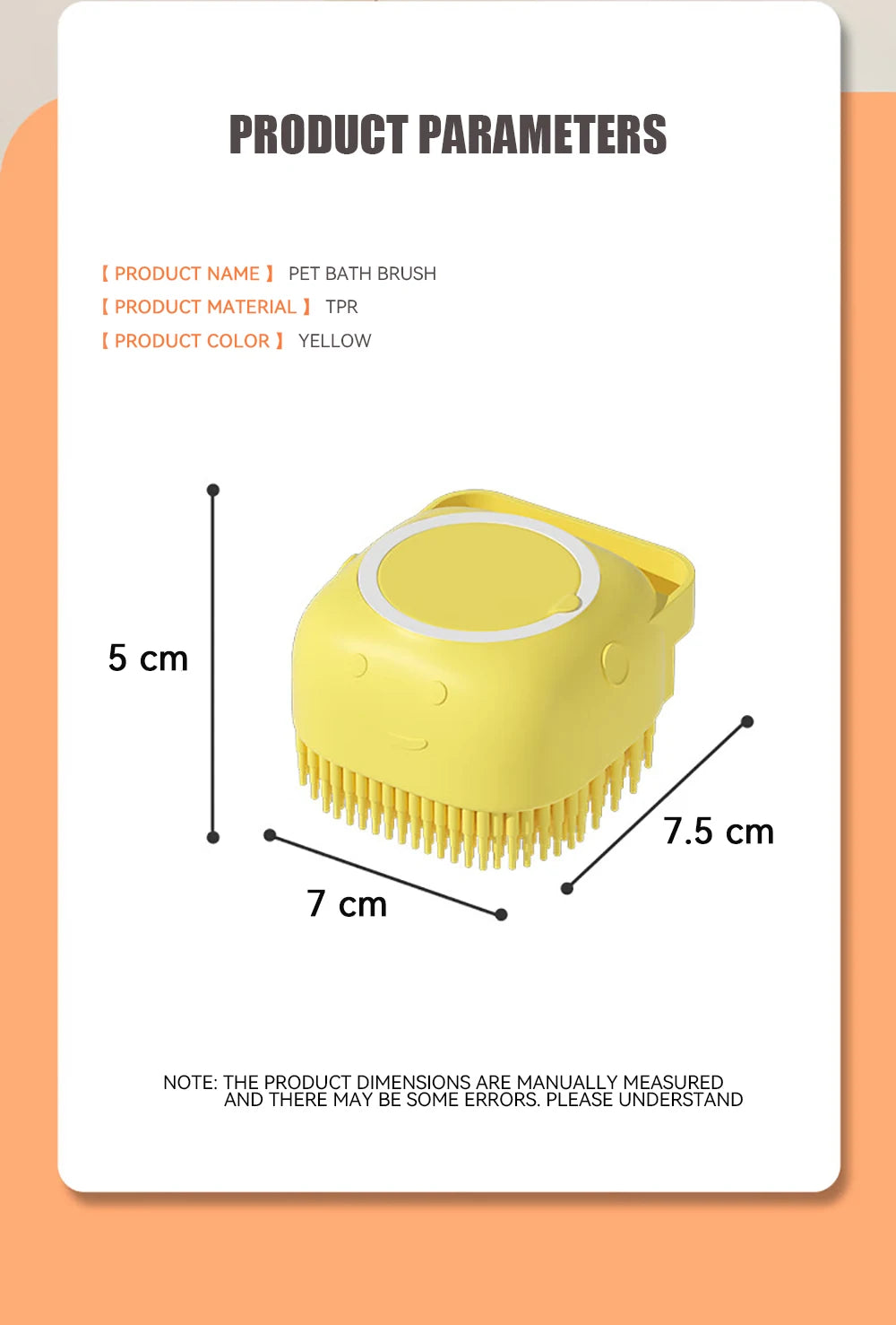 Silicone Pet Bath Brush – For Dogs & Cats with Shampoo Dispenser