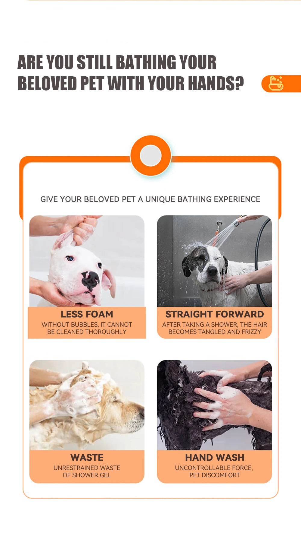 Silicone Pet Bath Brush – For Dogs & Cats with Shampoo Dispenser
