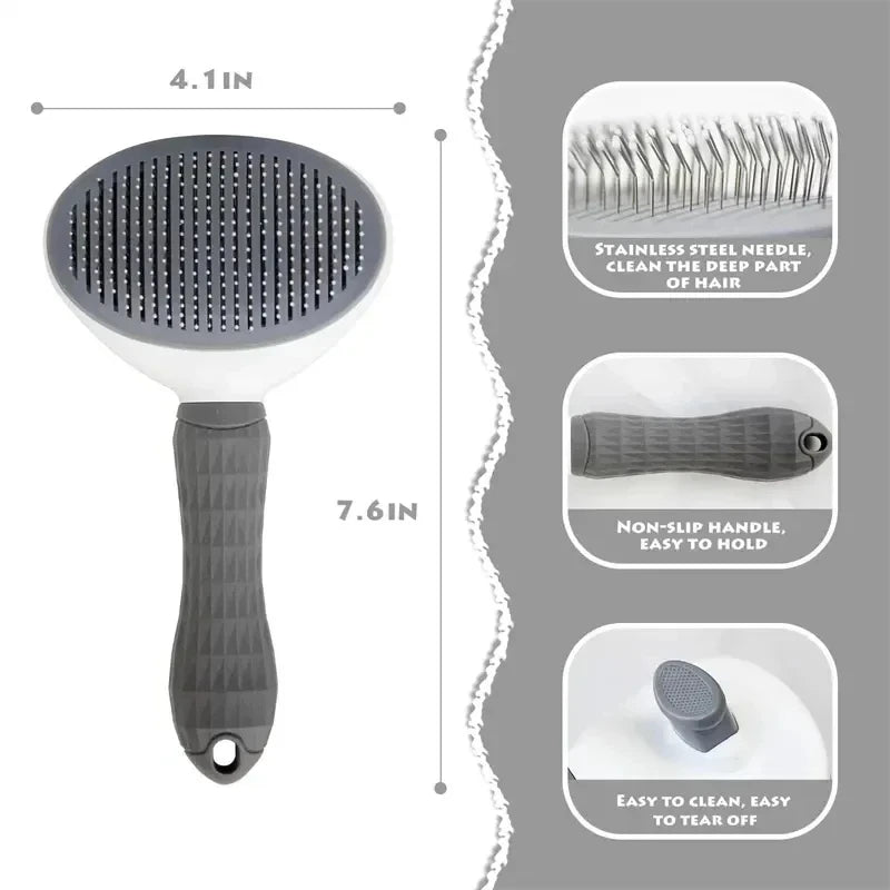 Self-Cleaning Pet Brush – Dog & Cat Hair Remover Comb