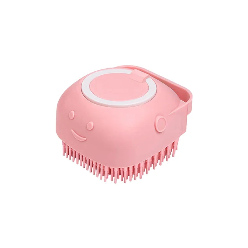 Silicone Pet Bath Brush – For Dogs & Cats with Shampoo Dispenser