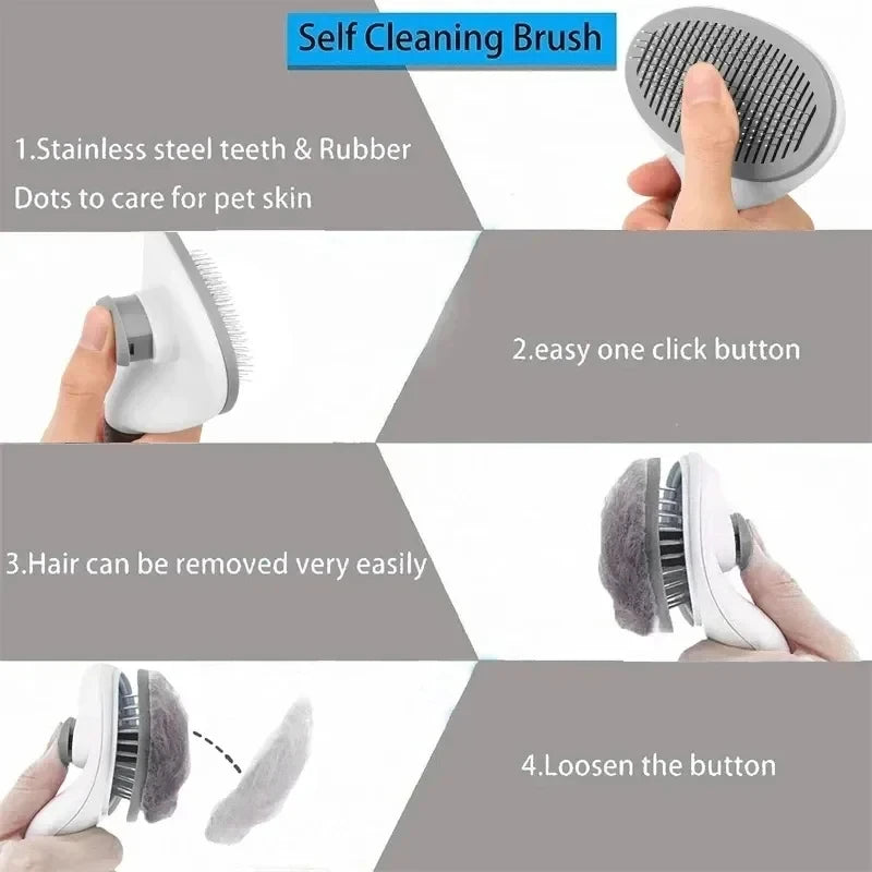 Self-Cleaning Pet Brush – Dog & Cat Hair Remover Comb