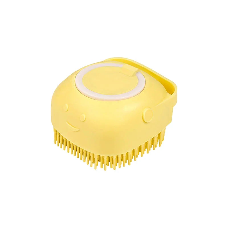 Silicone Pet Bath Brush – For Dogs & Cats with Shampoo Dispenser